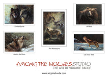 Load image into Gallery viewer, Box of 5 note cards - Call of the Wild - subjects wolves and bear.